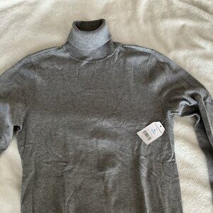 Tru Gray Basic Ribbed Turtleneck Sweater Long Sleeve Fitted Top Medium 8-10 New